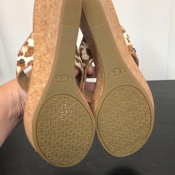 Ugg Natassia calf hair cork Wedge Flip Flop Sandals size 10 - Picture 8 of 10